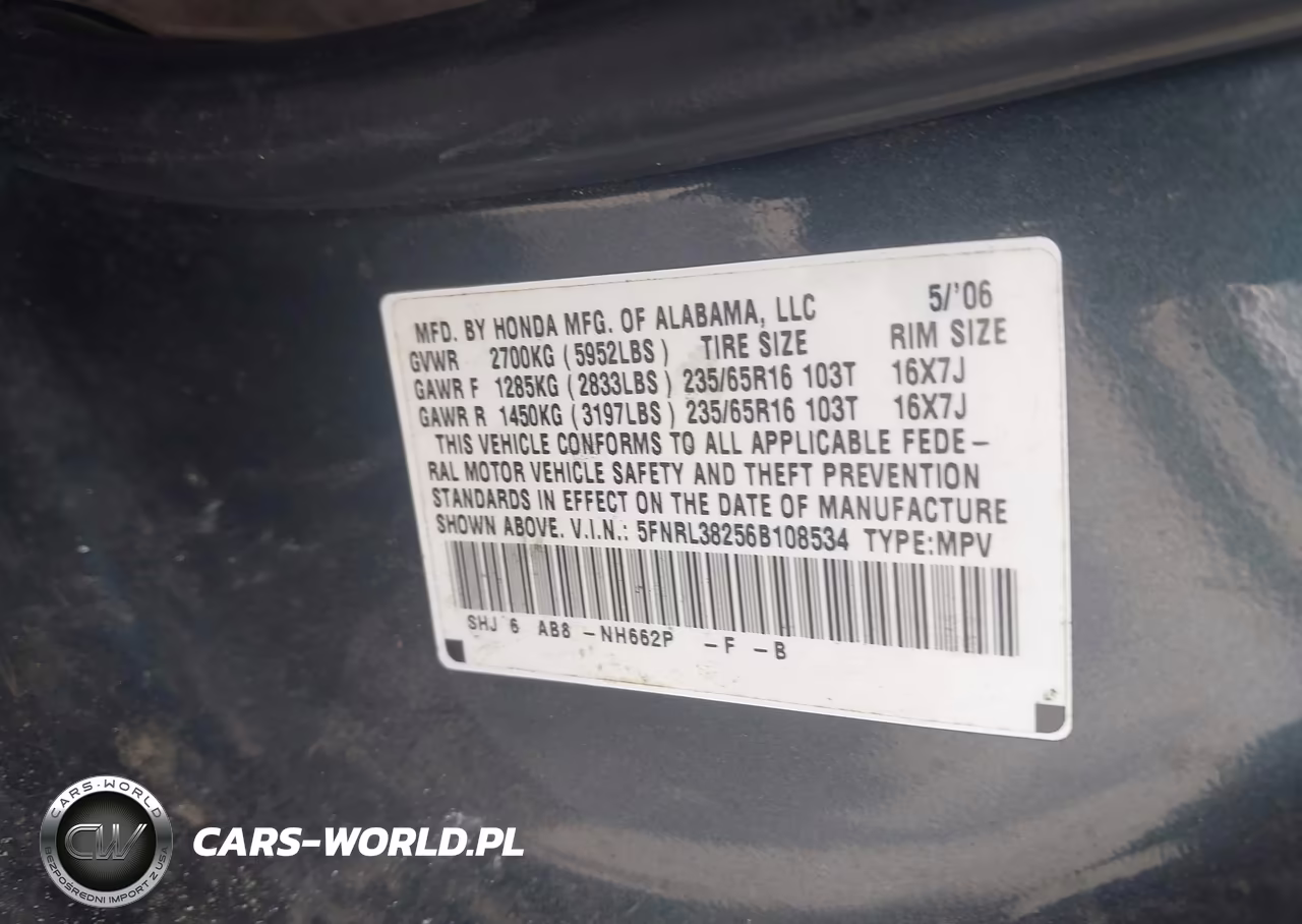 2006 Honda Odyssey Lx VIN:5FNRL38256B108534 - 9