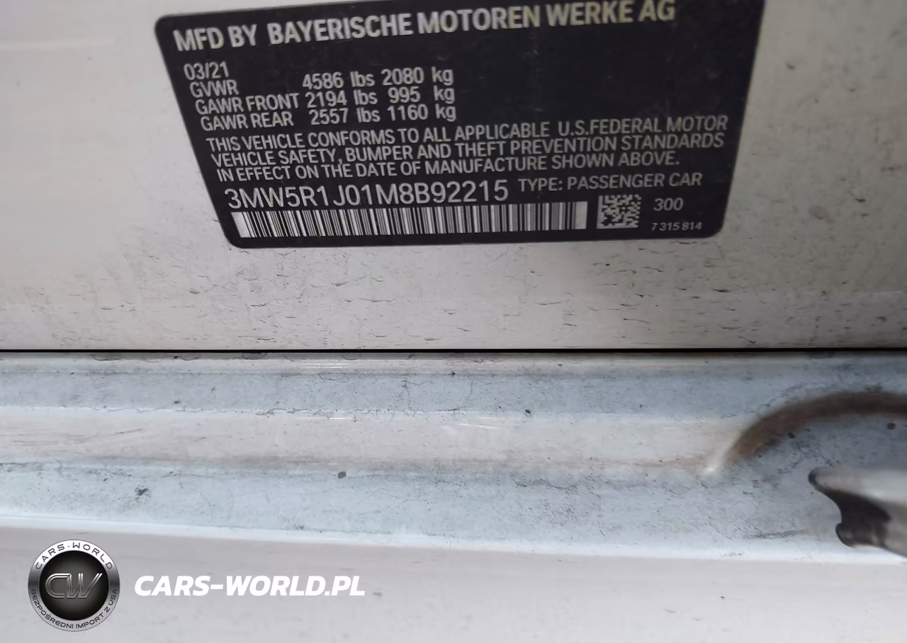 2021 BMW 330I VIN:3MW5R1J01M8B92215 - 9