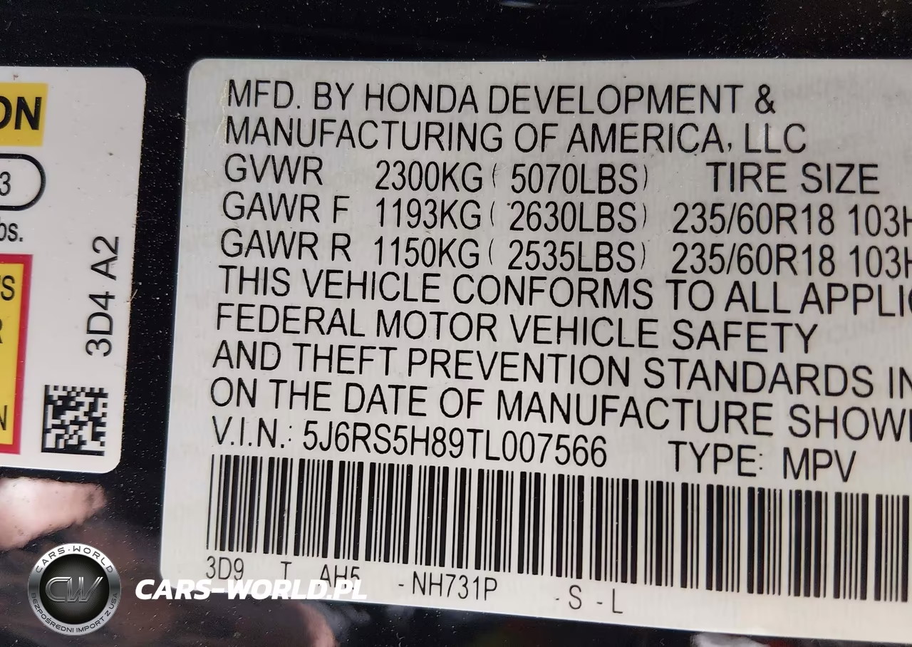 2026 Honda Cr-V Hybrid 2Wd Sport-L VIN:5J6RS5H89TL007566 - 9