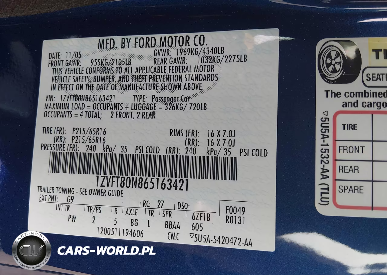 2006 Ford Mustang V6 VIN:1ZVFT80N865163421 - 9