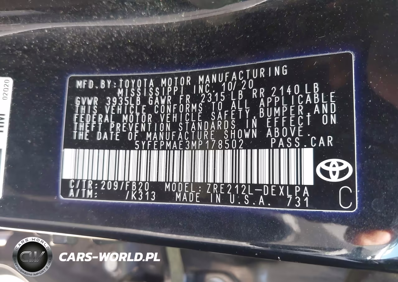 2021 Toyota Corolla Le VIN:5YFEPMAE3MP178502 - 9