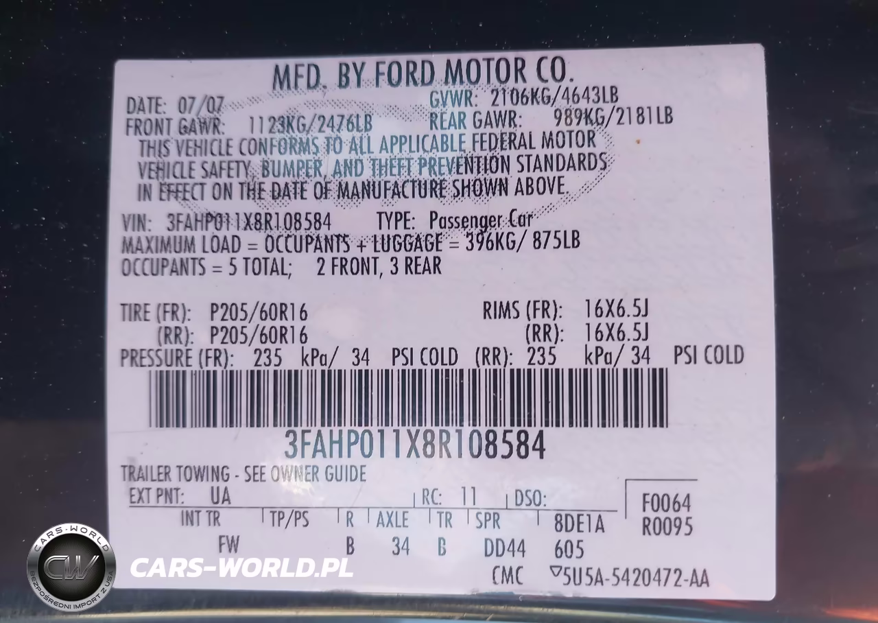 2008 Ford Fusion Se VIN:3FAHP011X8R108584 - 9