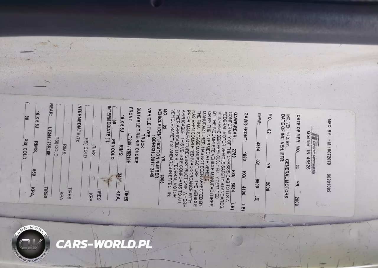 2006 GMC Savana Cutaway Work Van VIN:1GDHG31U861212449 - 8