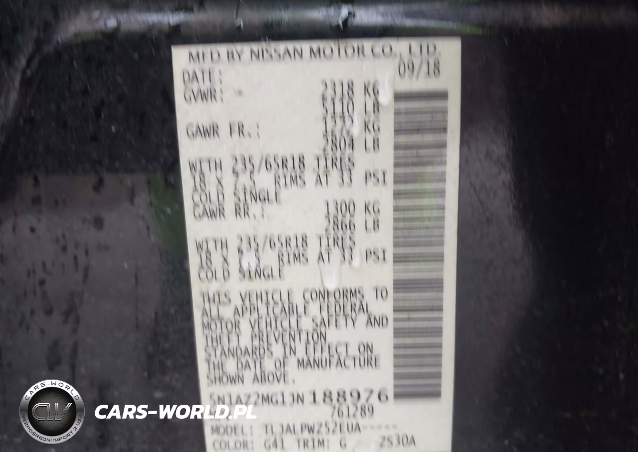2018 Nissan Murano S VIN:5N1AZ2MG1JN188976 - 9