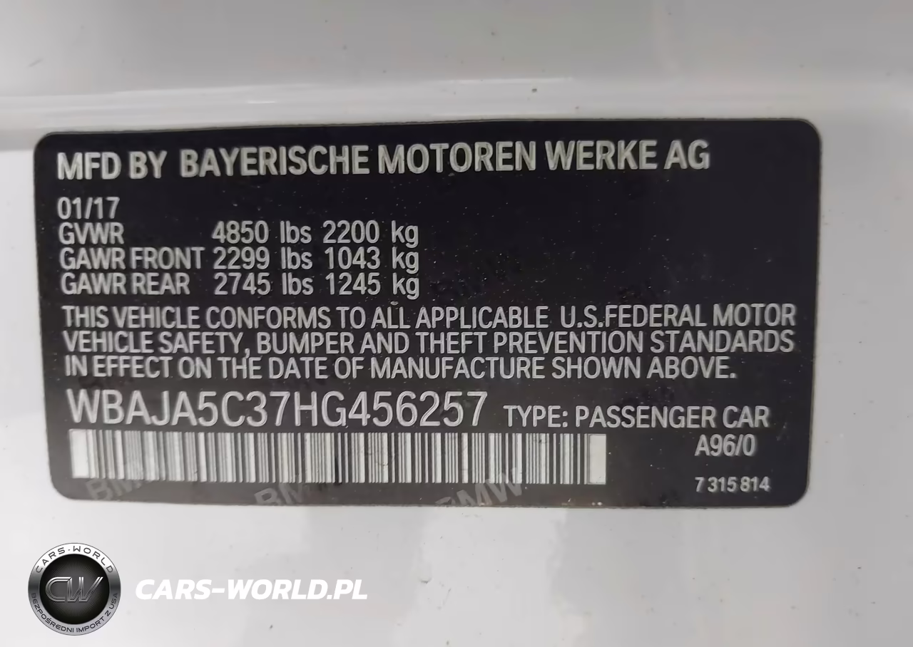 2017 BMW 530I VIN:WBAJA5C37HG456257 - 9