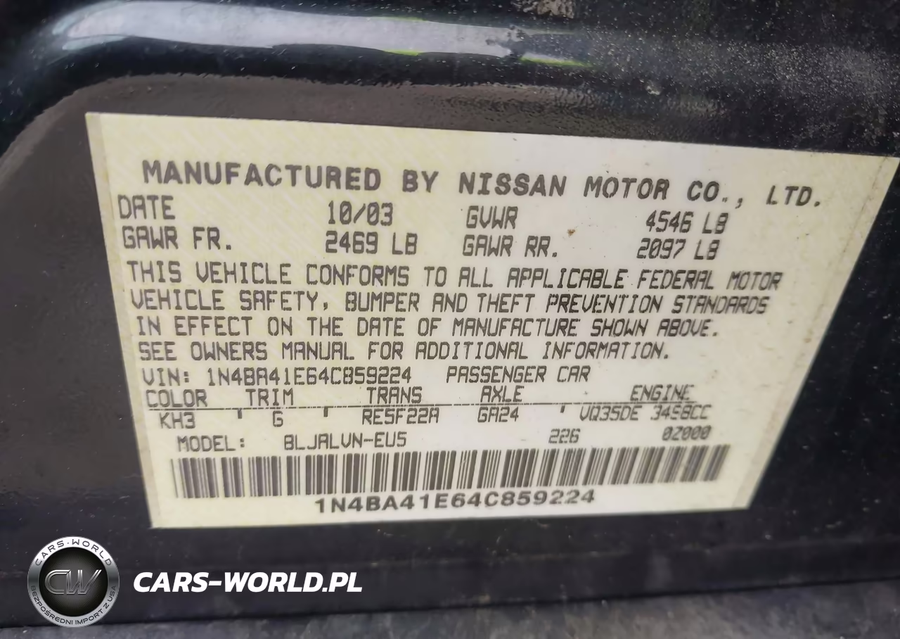 2004 Nissan Maxima 3.5 Se VIN:1N4BA41E64C859224 - 9