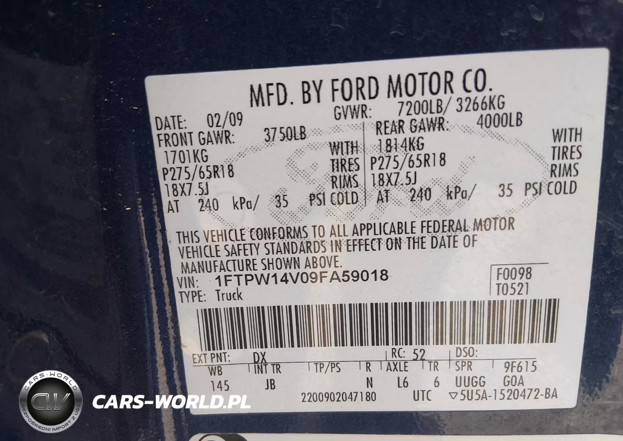 2009 Ford F-150 Fx4-King Ranch-Lariat-Platinum-Xl-Xlt VIN:1FTPW14V09FA59018 - 9