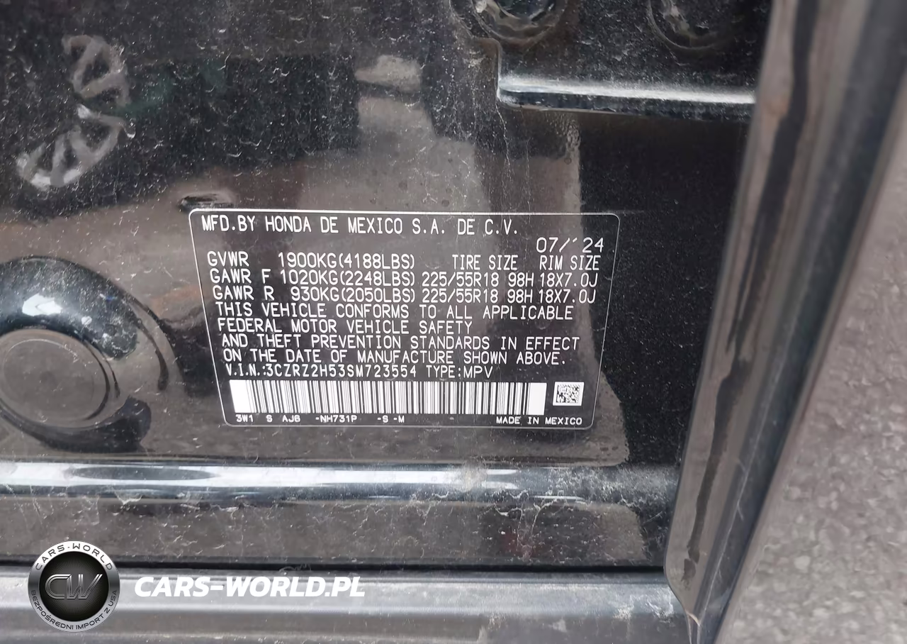 2025 Honda Hr-V Awd Sport VIN:3CZRZ2H53SM723554 - 9