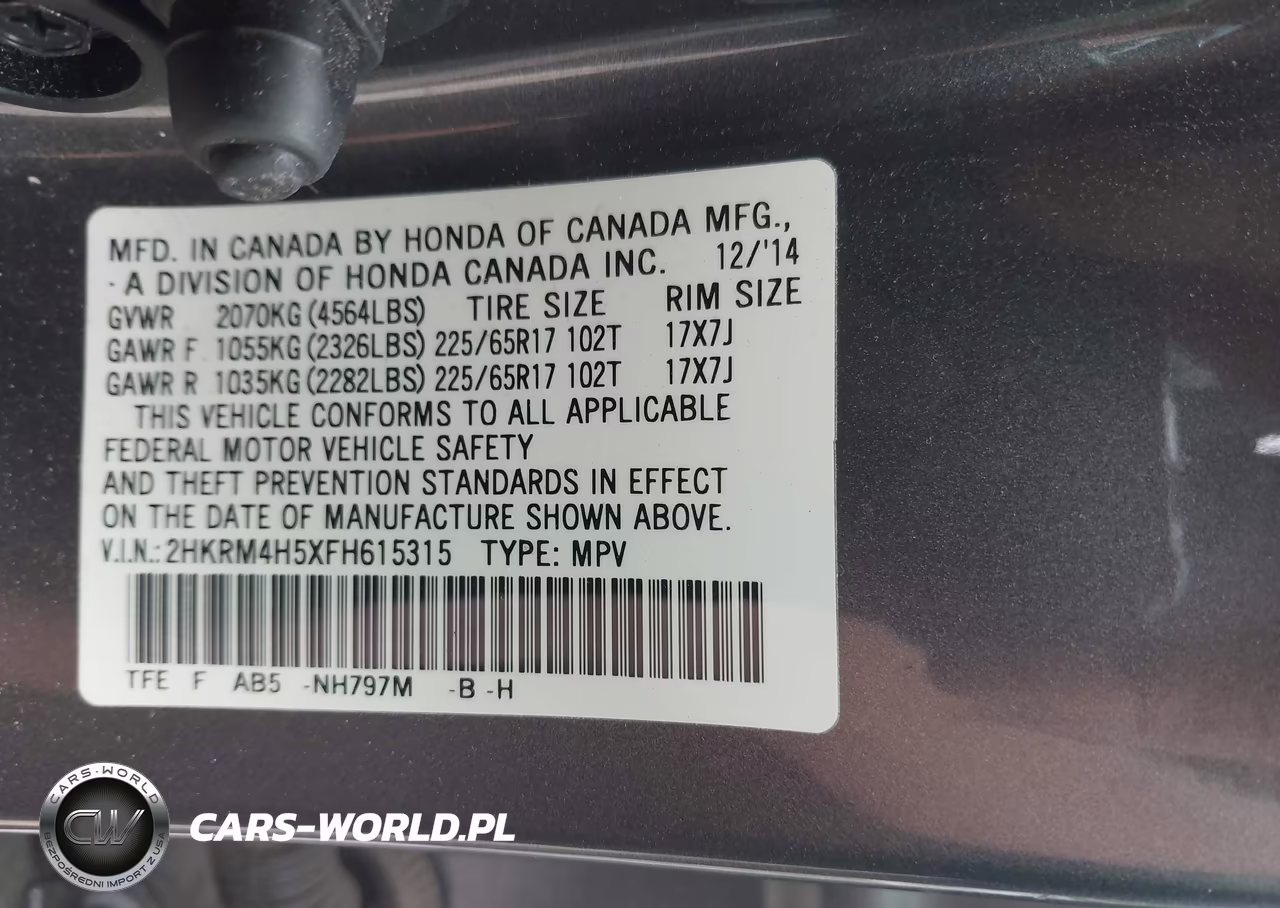2015 Honda Cr-V Ex VIN:2HKRM4H5XFH615315 - 9
