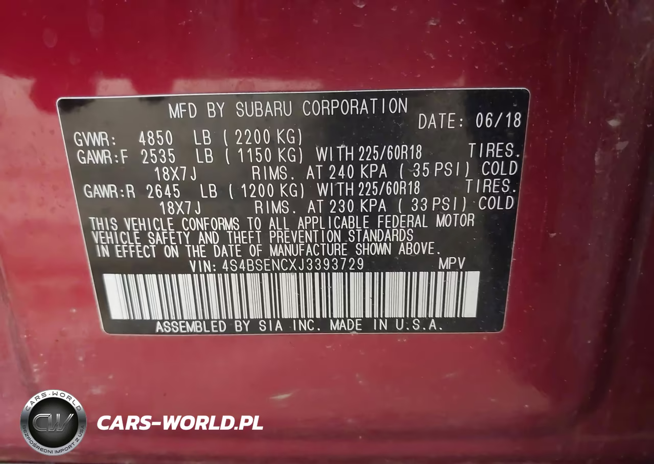 2018 Subaru Outback 3.6R Limited VIN:4S4BSENCXJ3393729 - 9