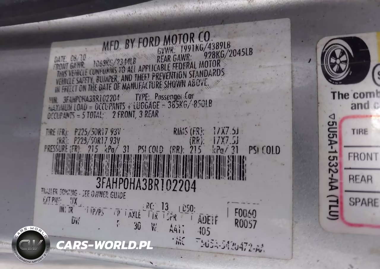 2011 Ford Fusion Se VIN:3FAHP0HA3BR102204 - 9