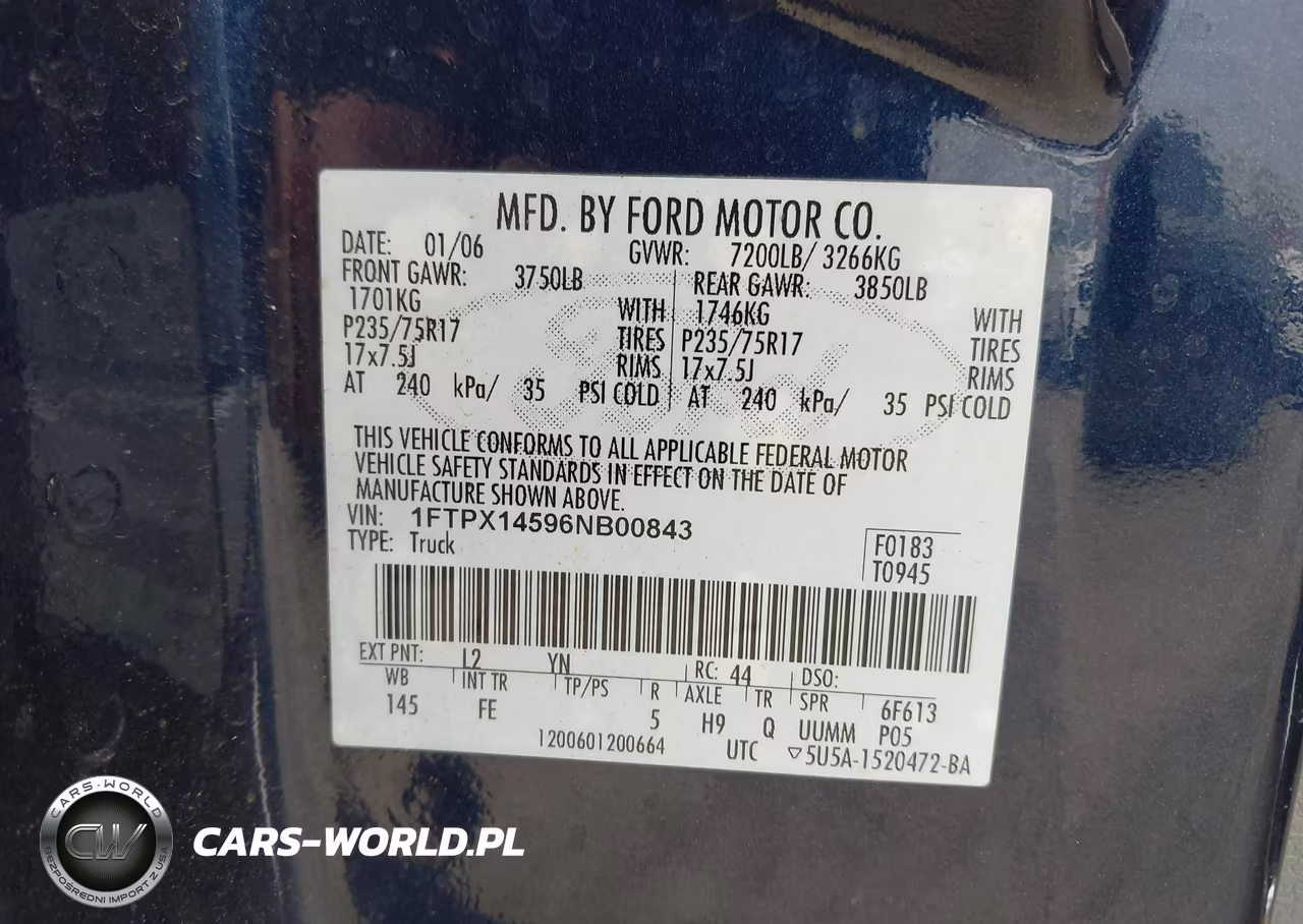 2006 Ford F-150 Fx4-Lariat-Xl-Xlt VIN:1FTPX14596NB00843 - 9