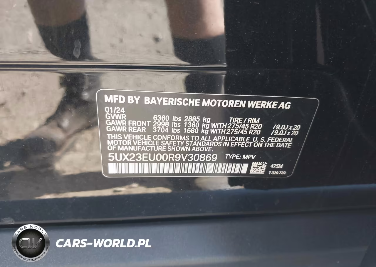 2024 BMW X5 xDrive40I VIN:5UX23EU00R9V30869 - 9