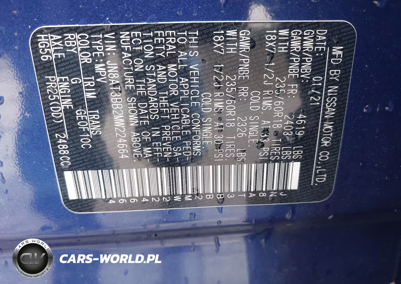 2021 Nissan Rogue Sv Intelligent Awd VIN:JN8AT3BB2MW224664 - 9