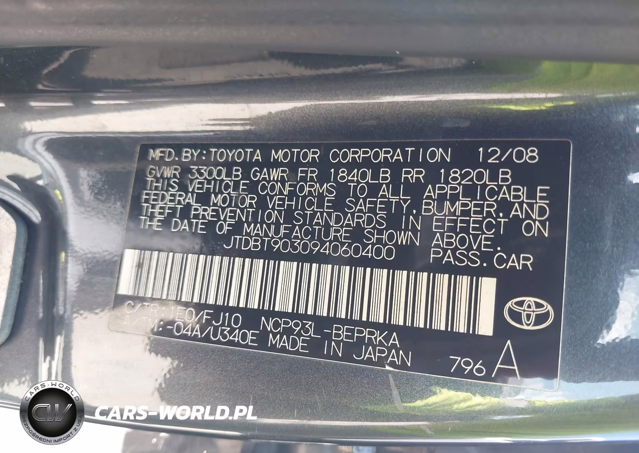 2009 Toyota Yaris VIN:JTDBT903094060400 - 9