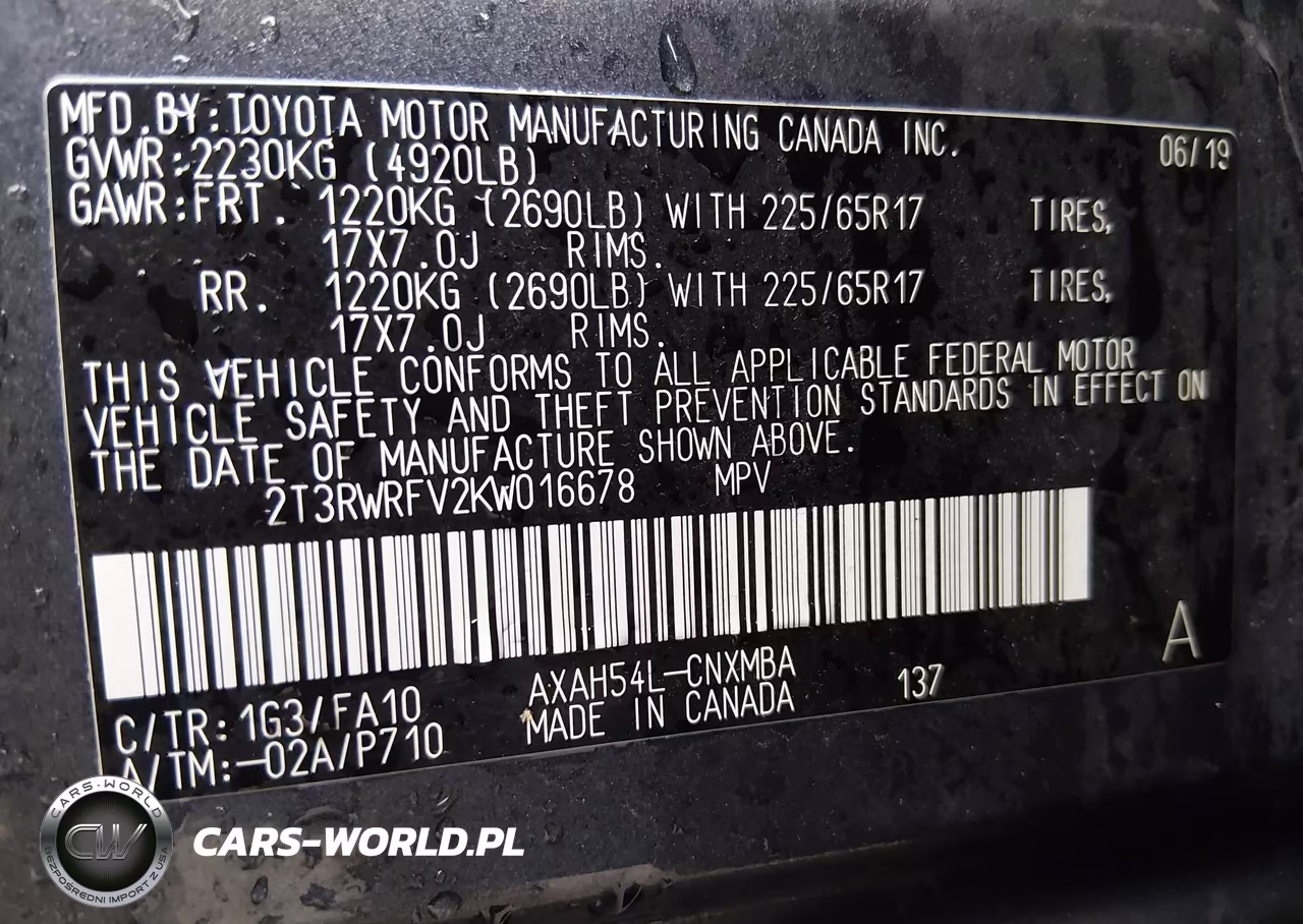 2019 Toyota Rav4 Hybrid Xle VIN:2T3RWRFV2KW016678 - 9