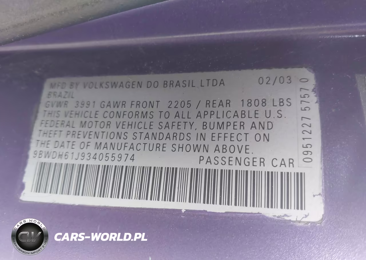 2003 Volkswagen Gti Vr6 VIN:9BWDH61J934055974 - 9