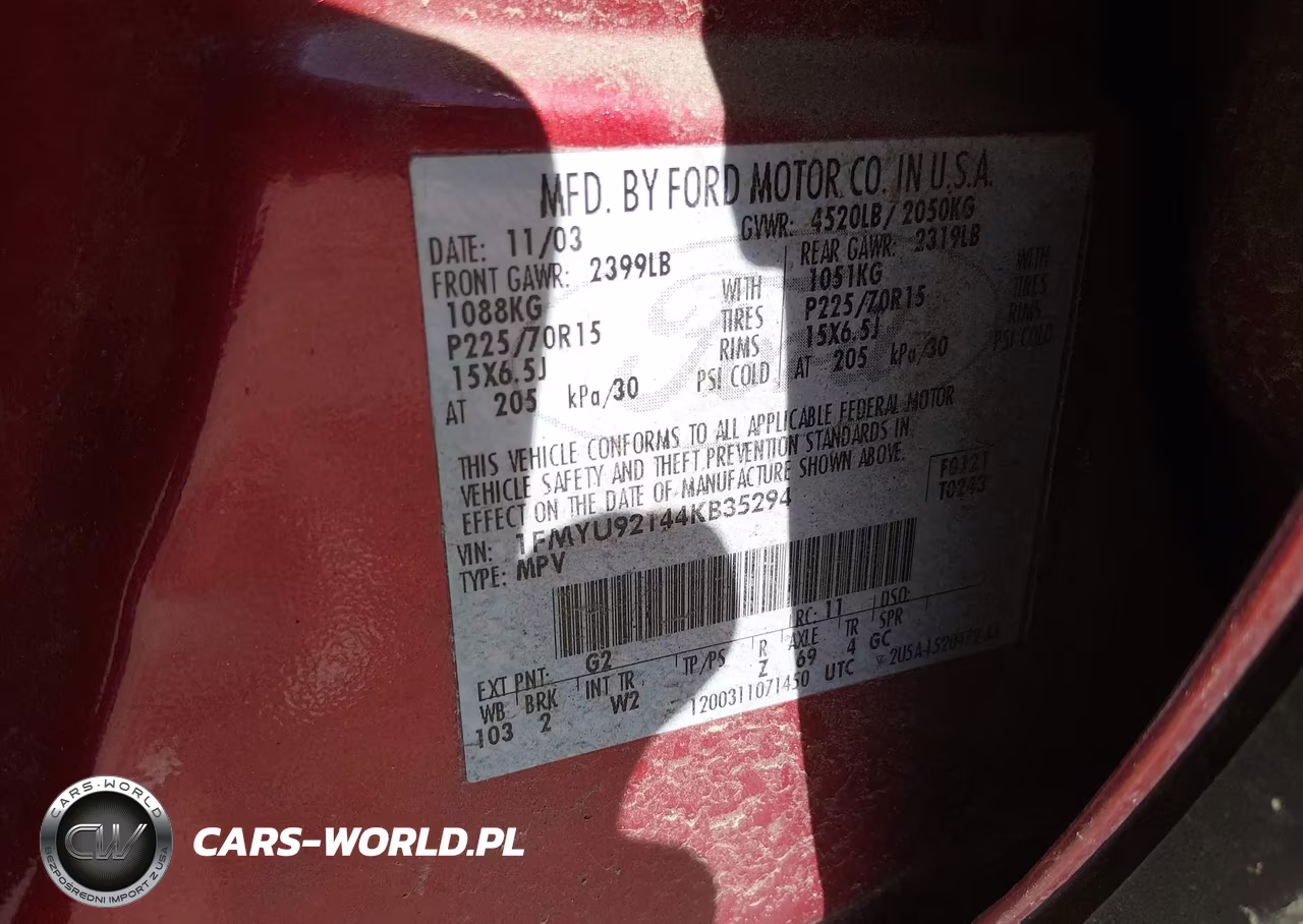 2004 Ford Escape Xls VIN:1FMYU92144KB35294 - 9