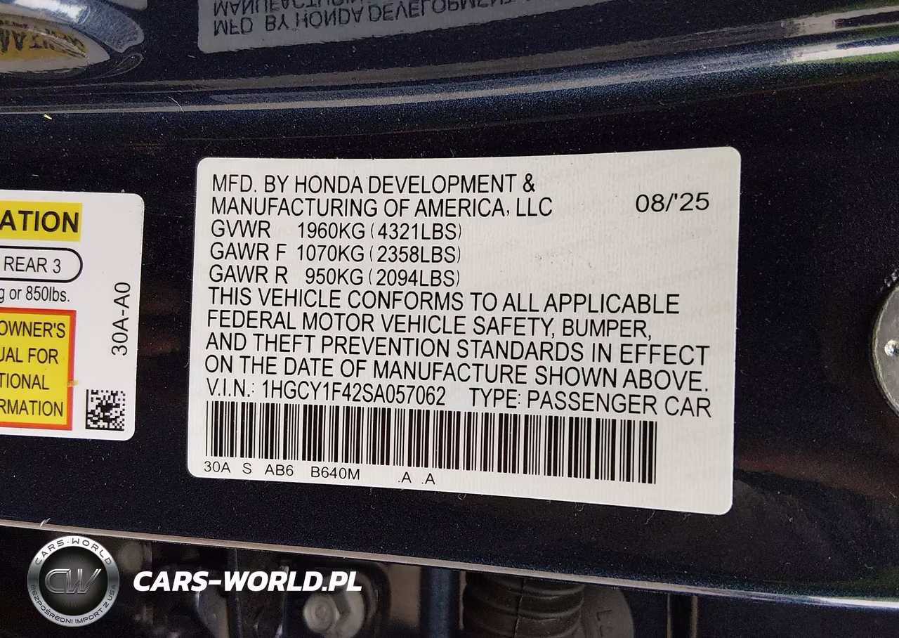 2025 Honda Accord Se VIN:1HGCY1F42SA057062 - 9