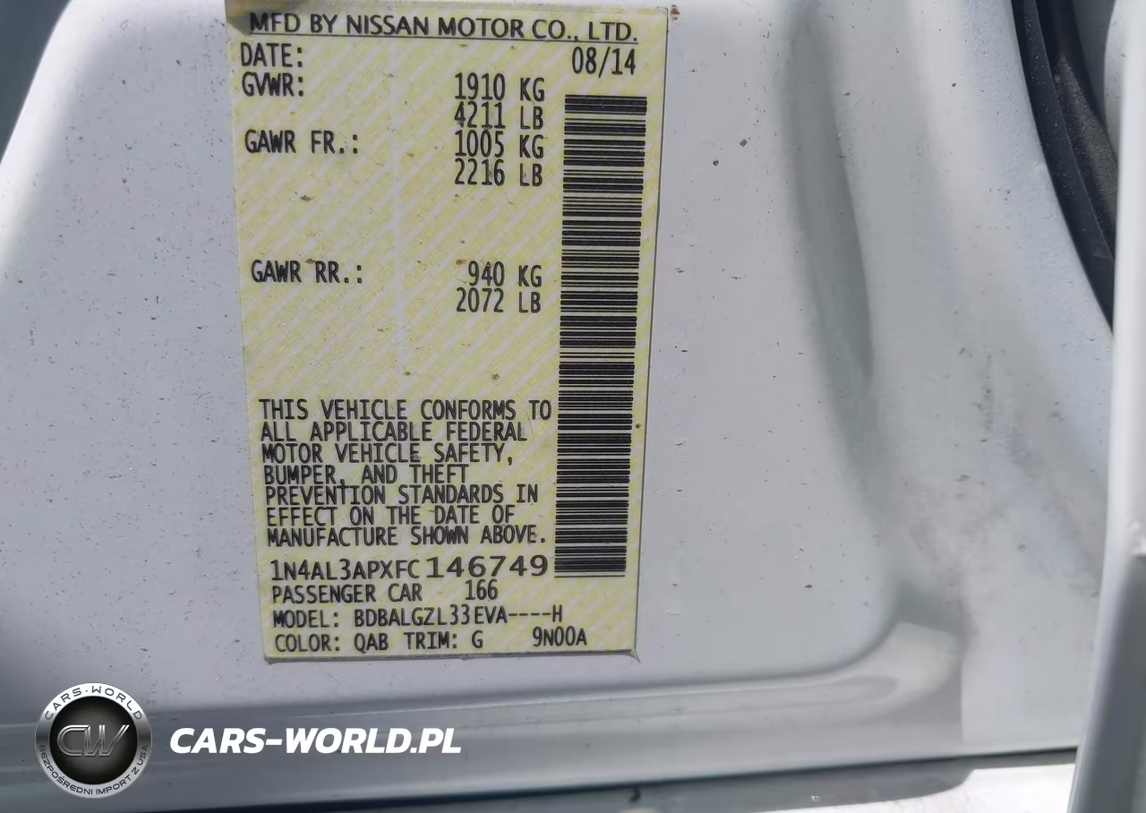 2015 Nissan Altima 2.5 S VIN:1N4AL3APXFC146749 - 9