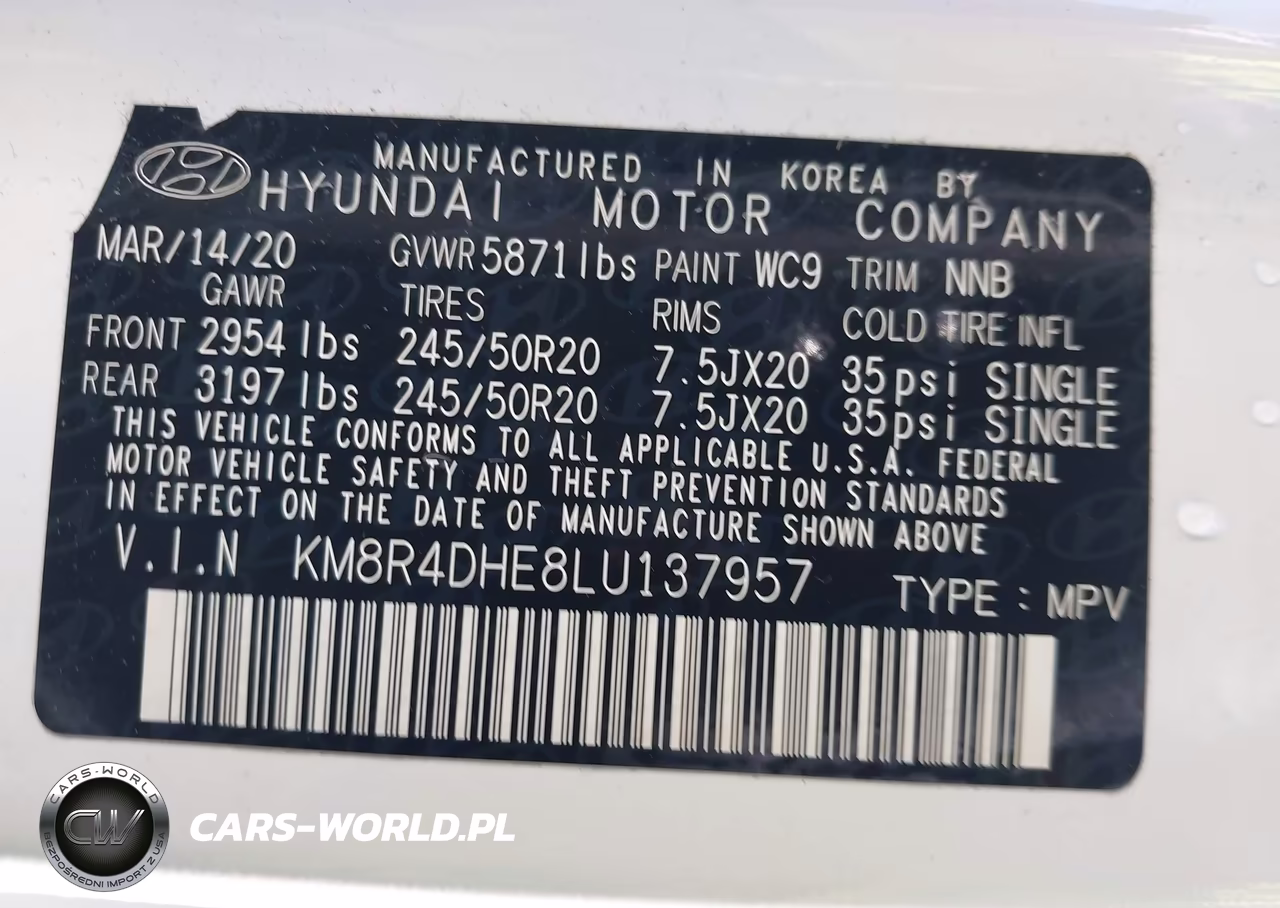 2020 Hyundai Palisade Sel VIN:KM8R4DHE8LU137957 - 9
