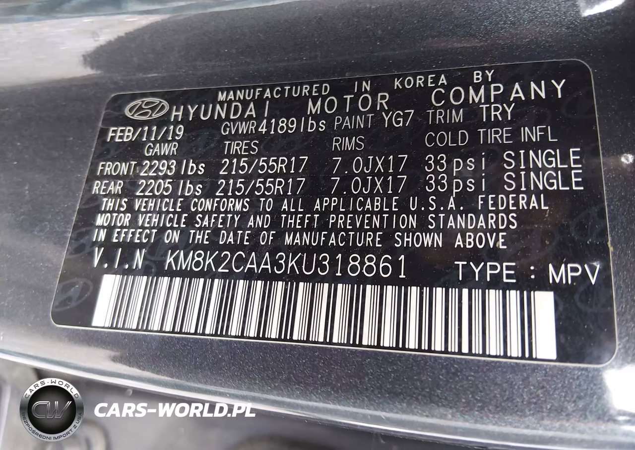 2019 Hyundai Kona Sel VIN:KM8K2CAA3KU318861 - 9