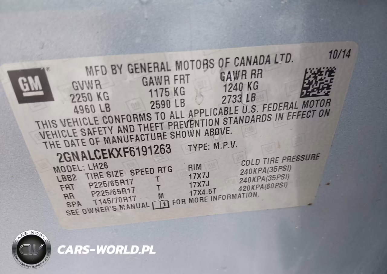2015 Chevrolet Equinox 2Lt VIN:2GNALCEKXF6191263 - 9