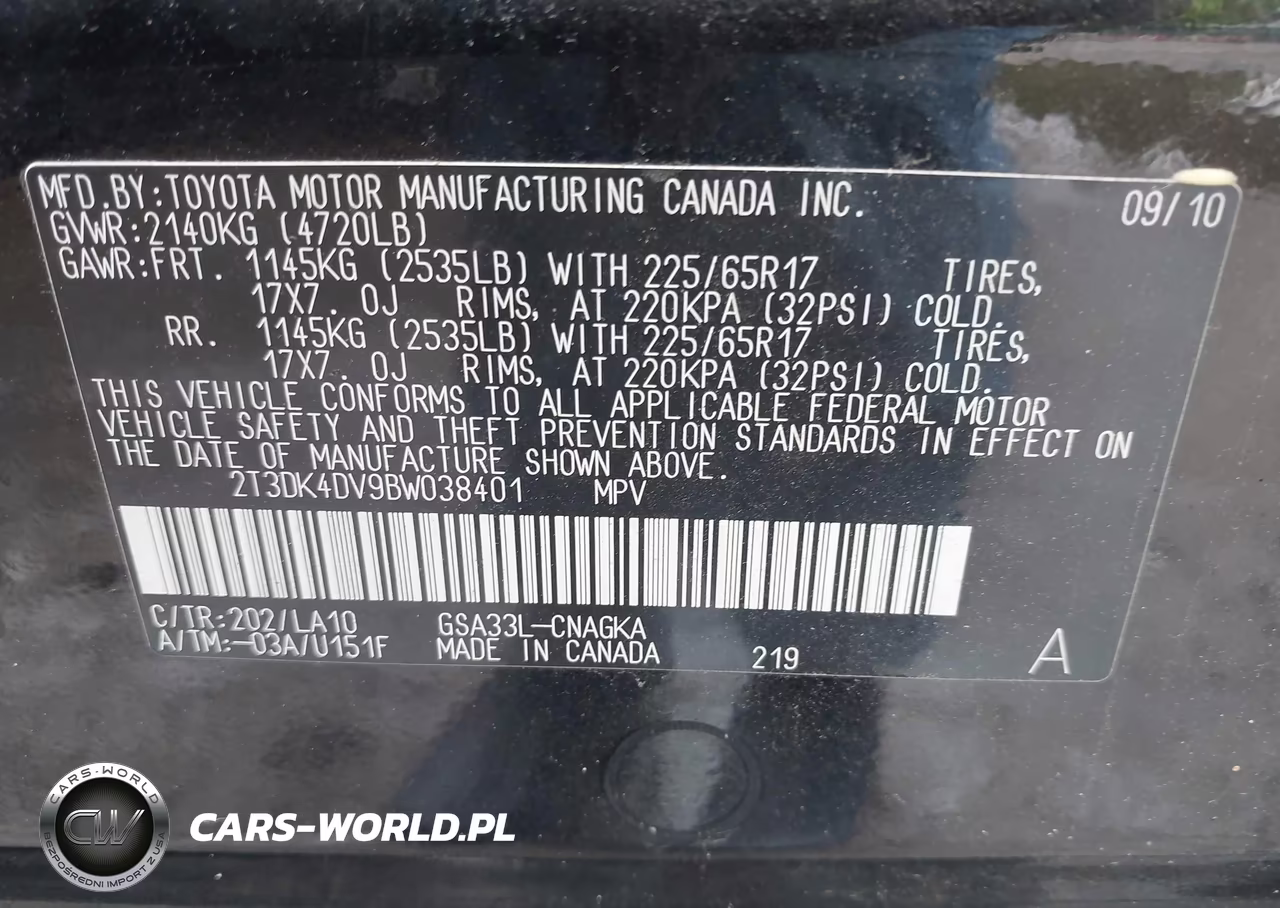 2011 Toyota Rav4 Limited V6 VIN:2T3DK4DV9BW038401 - 9