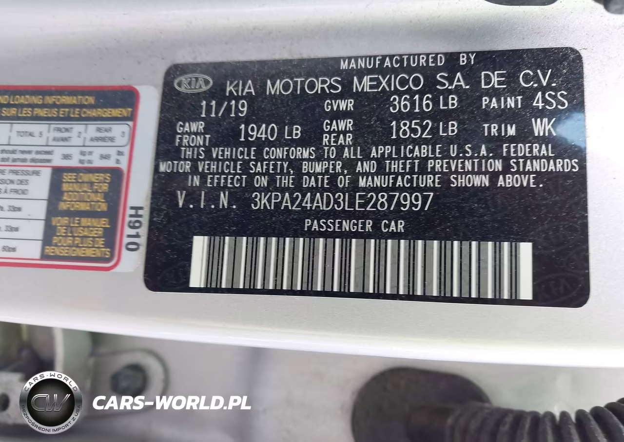 2020 Kia Rio Lx VIN:3KPA24AD3LE287997 - 9