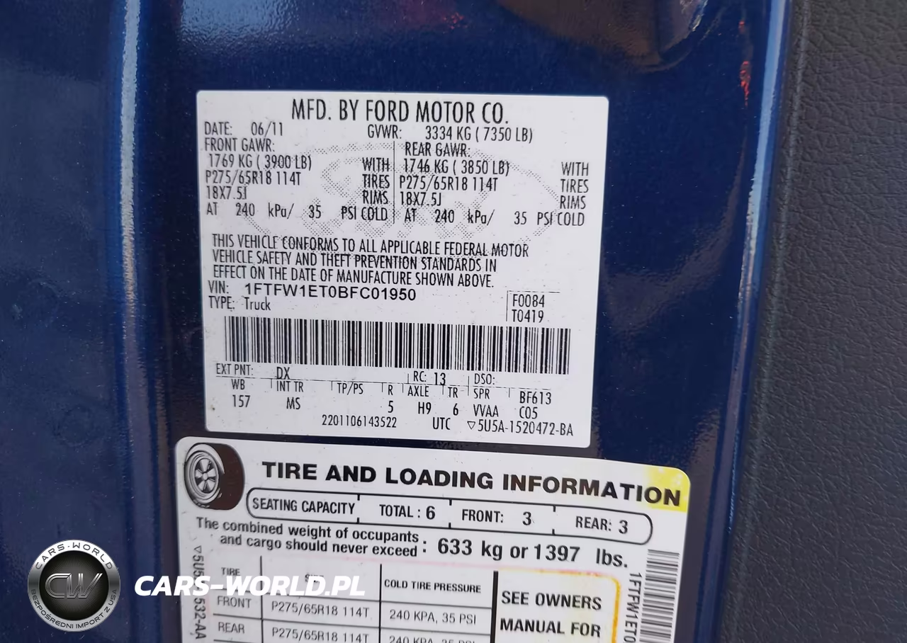 2011 Ford F-150 Xlt VIN:1FTFW1ET0BFC01950 - 9
