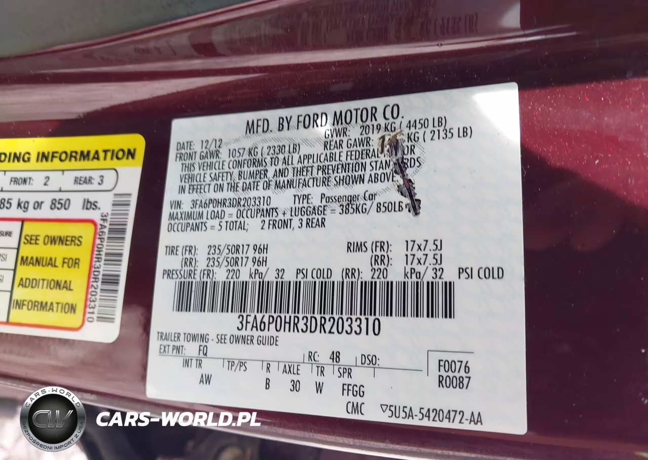2013 Ford Fusion Se VIN:3FA6P0HR3DR203310 - 9