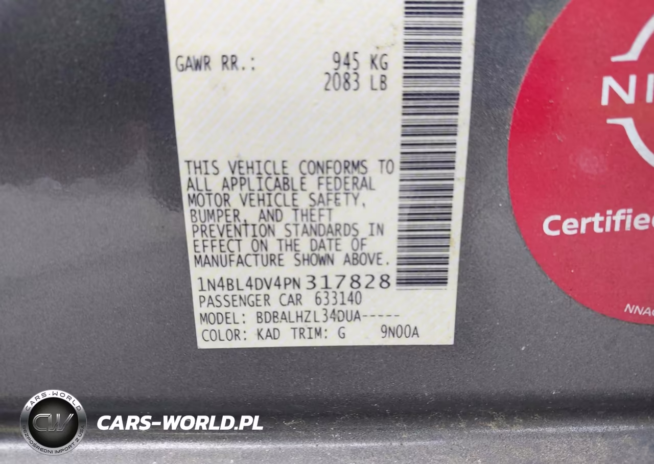 2023 Nissan Altima Sv Fwd VIN:1N4BL4DV4PN317828 - 9