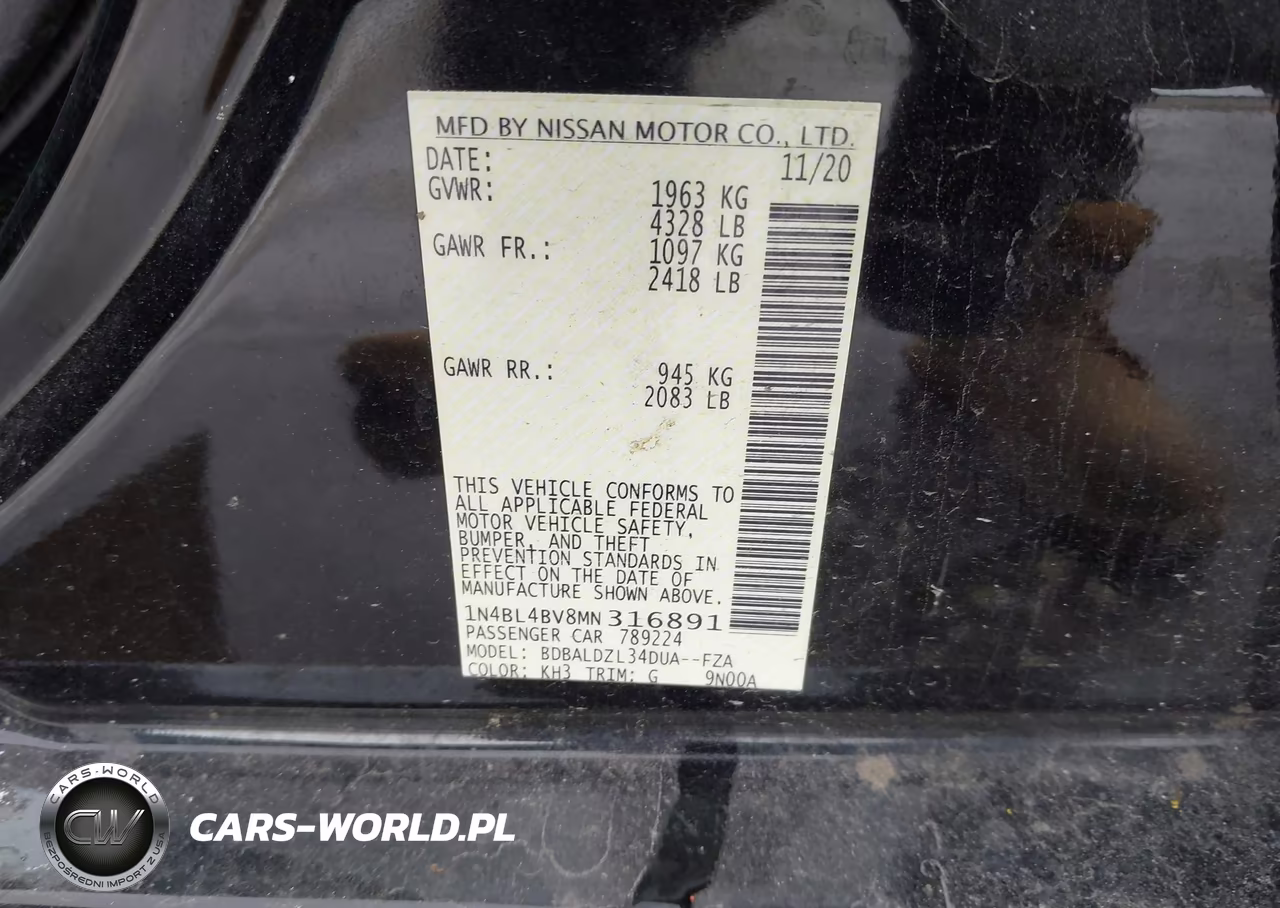 2021 Nissan Altima S Fwd VIN:1N4BL4BV8MN316891 - 9