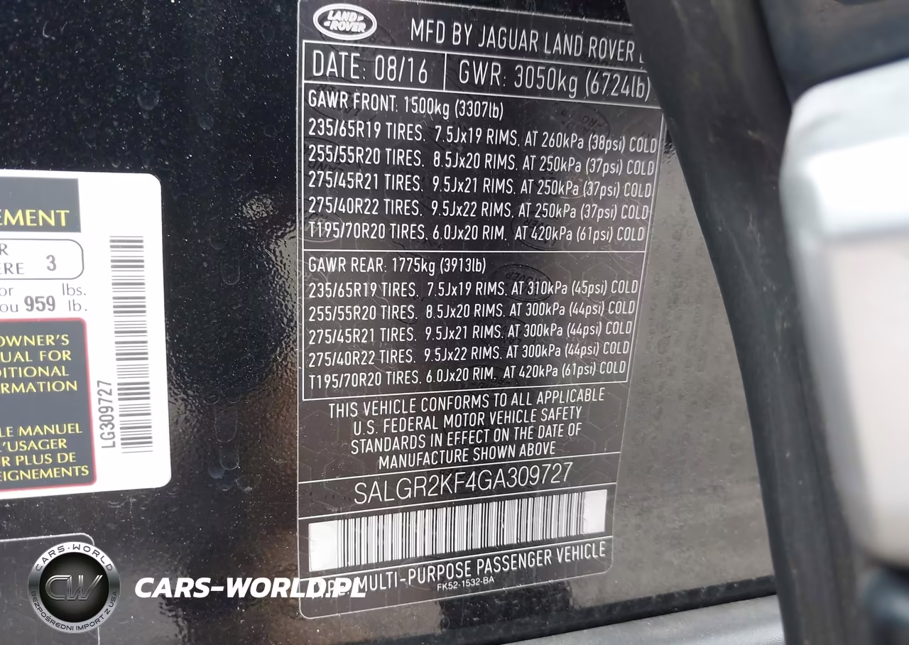 2016 Land Rover Range Rover 3.0L V6 Turbocharged Diesel Td6 VIN:SALGR2KF4GA309727 - 9