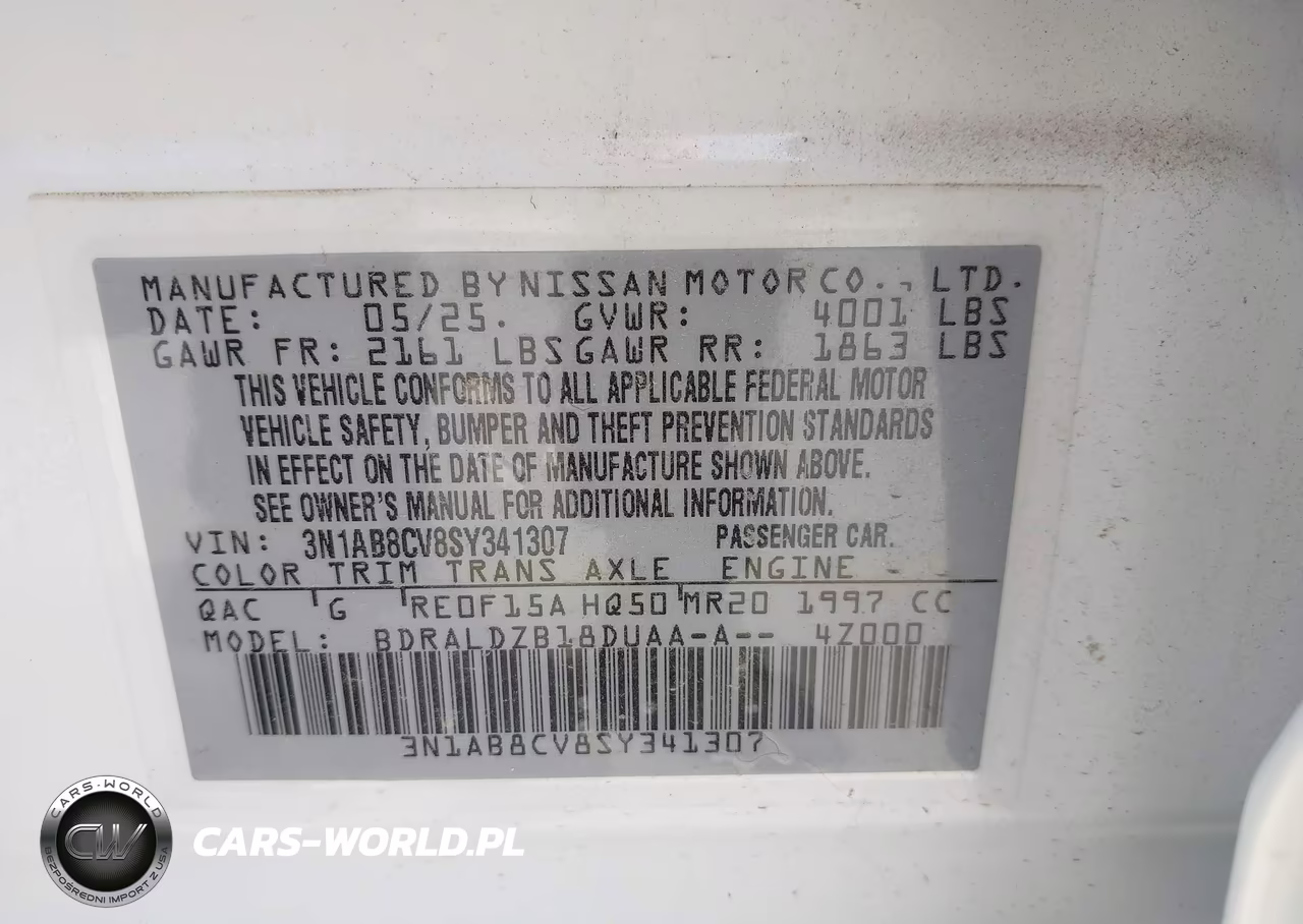 2025 Nissan Sentra Sv VIN:3N1AB8CV8SY341307 - 9