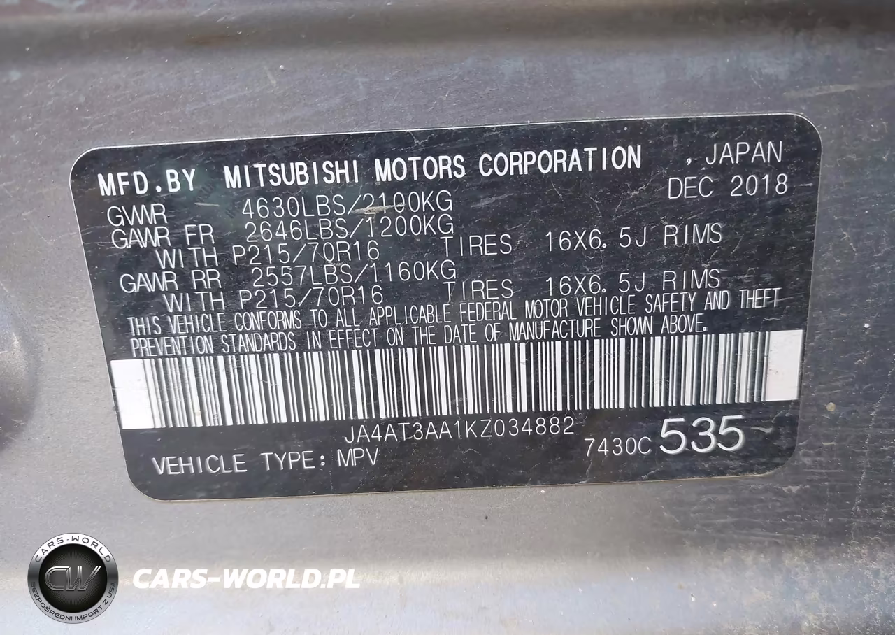 2019 Mitsubishi Eclipse Cross Es VIN:JA4AT3AA1KZ034882 - 9