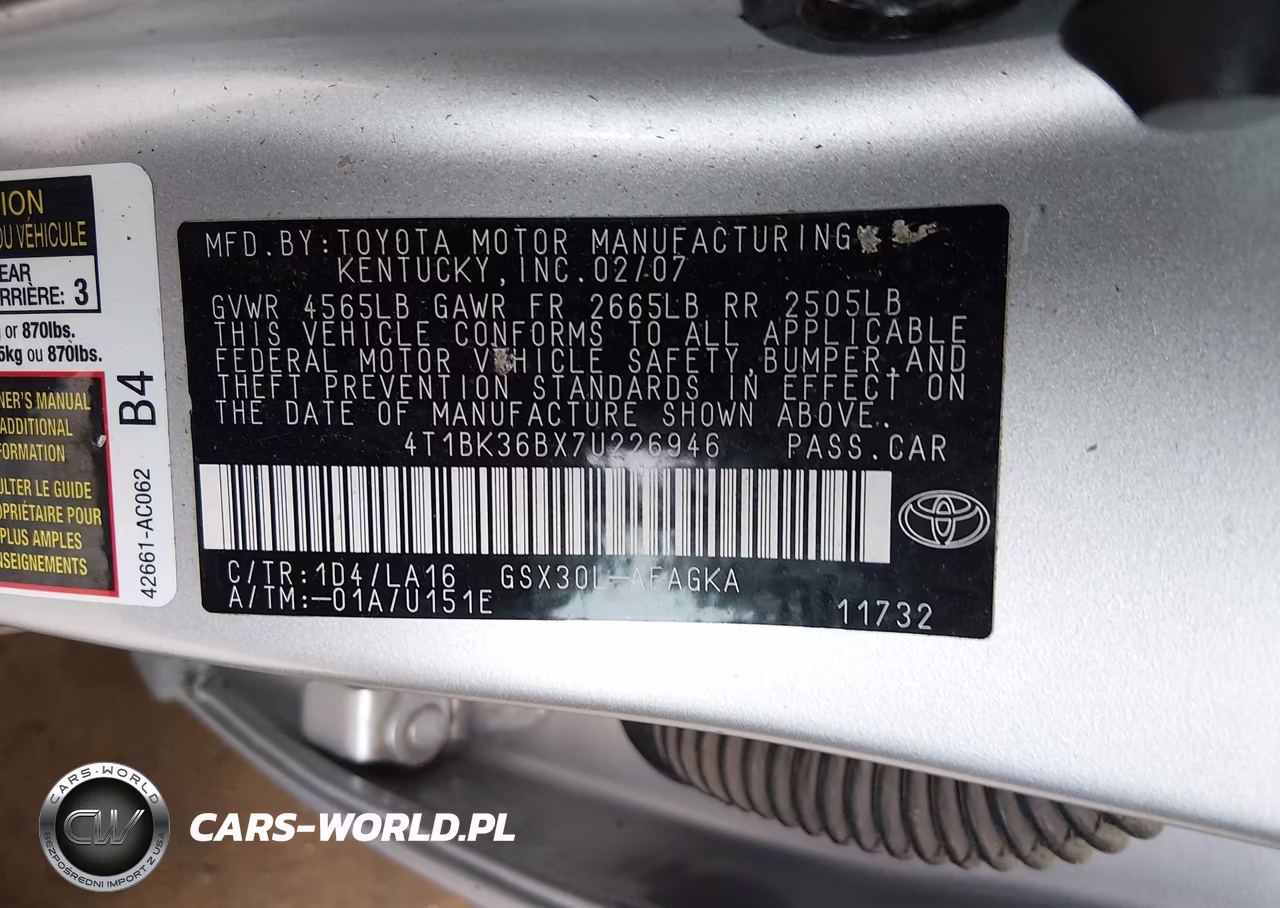 2007 Toyota Avalon Xls VIN:4T1BK36BX7U226946 - 9