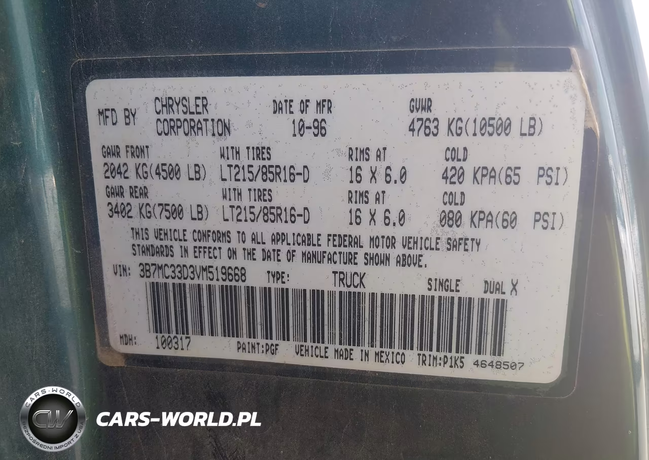 1997 Dodge Ram 3500 St VIN:3B7MC33D3VM519668 - 8