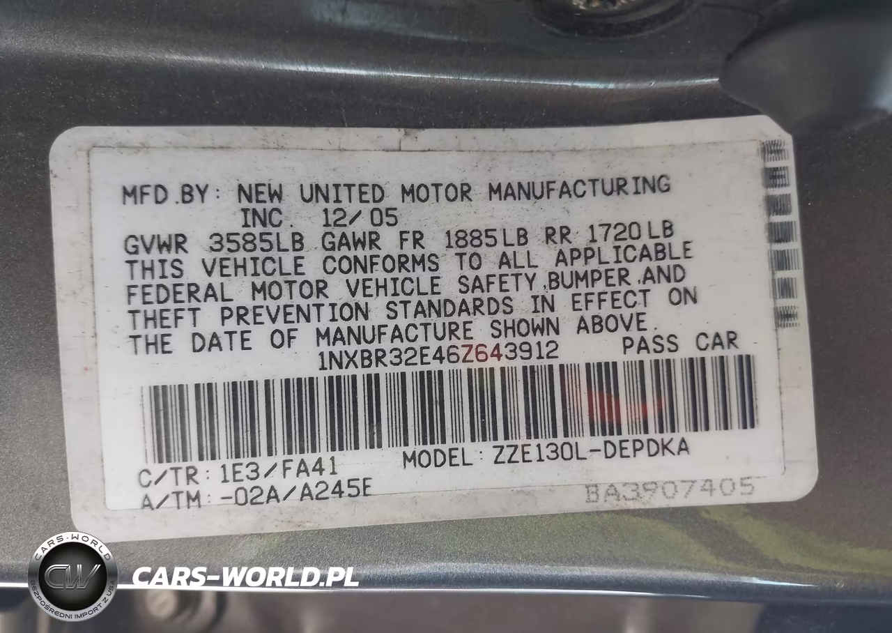 2006 Toyota Corolla Ce VIN:1NXBR32E46Z643912 - 9