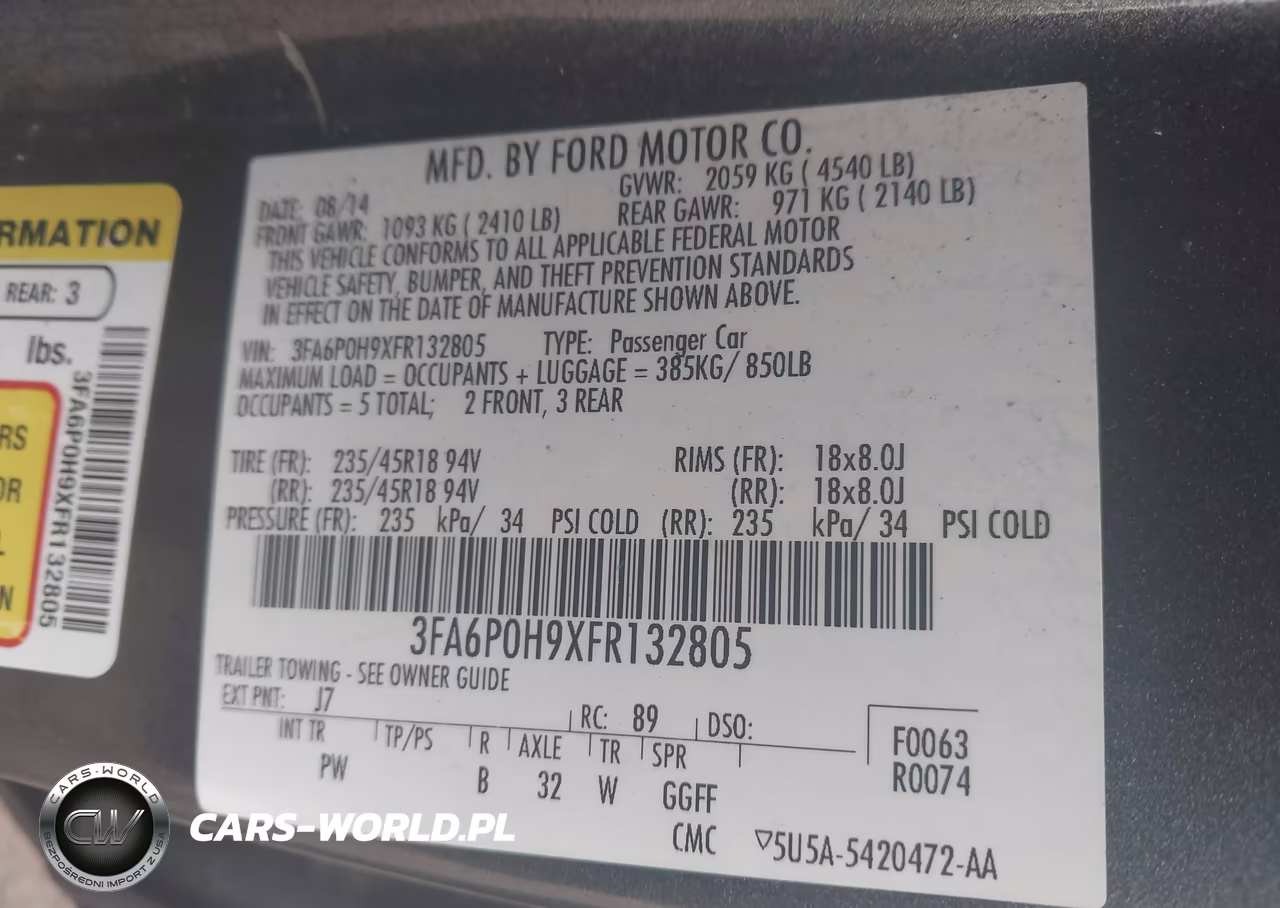 2015 Ford Fusion Se VIN:3FA6P0H9XFR132805 - 9