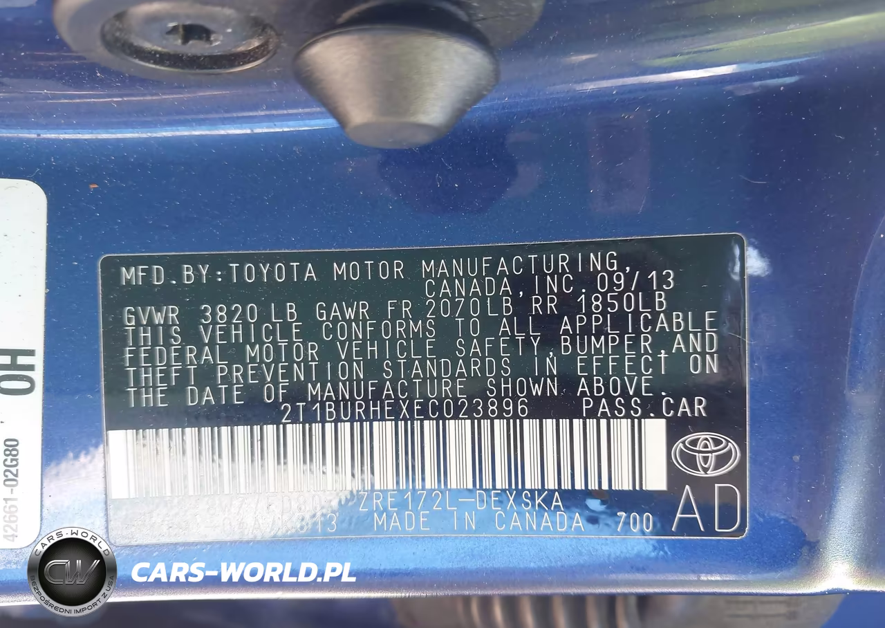 2014 Toyota Corolla S Plus VIN:2T1BURHEXEC023896 - 9