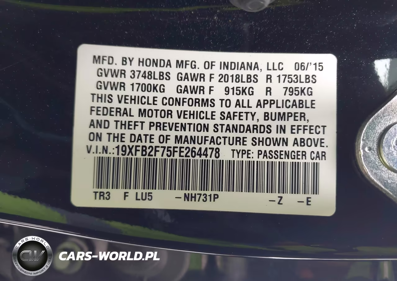 2015 Honda Civic Se VIN:19XFB2F75FE264478 - 9