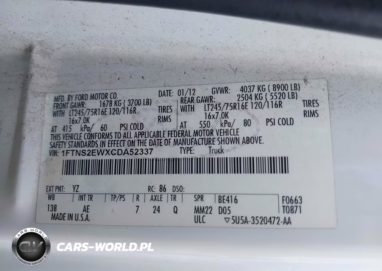 2012 Ford E-250 Commercial VIN:1FTNS2EWXCDA52337 - 9