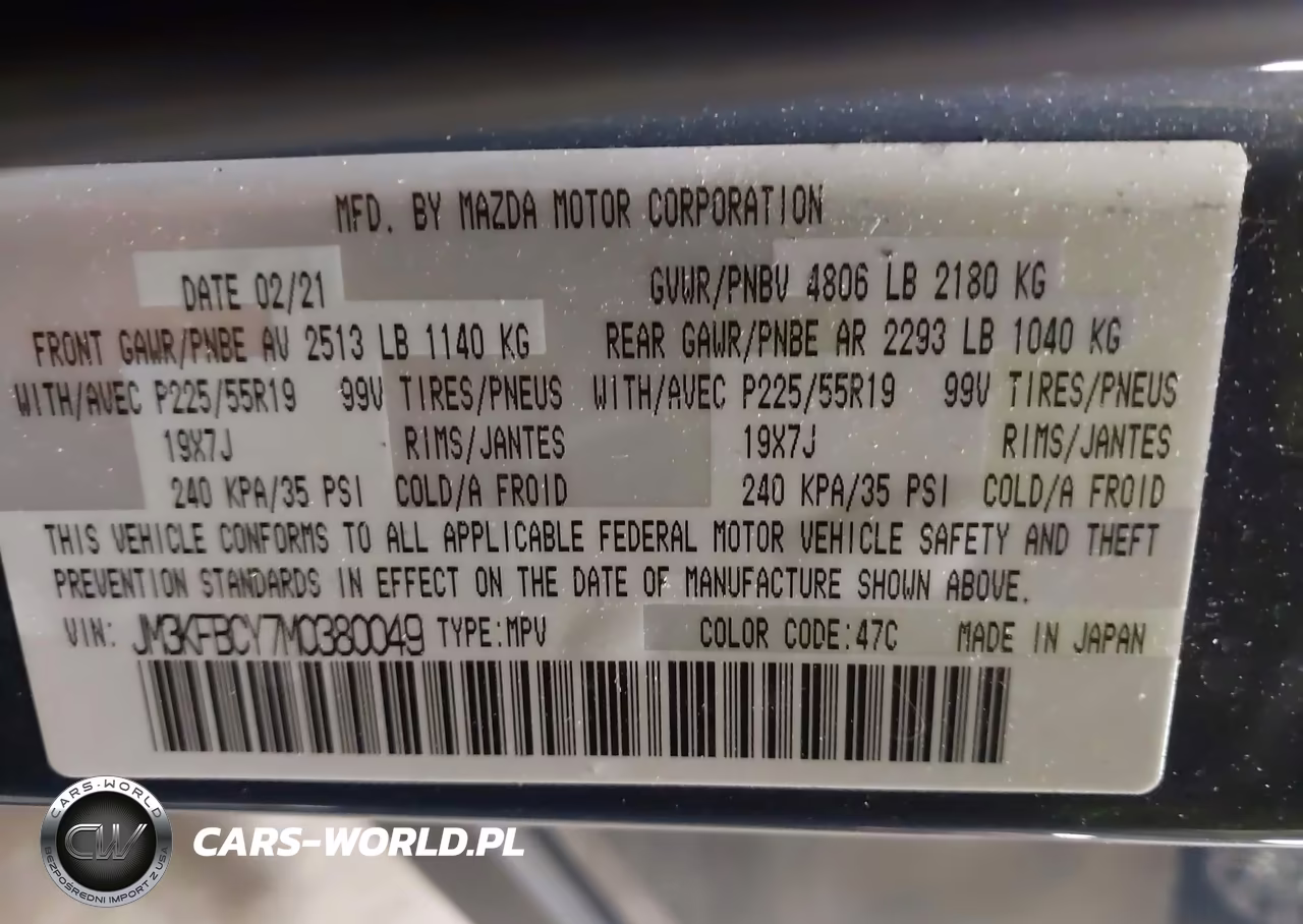 2021 Mazda Cx-5 Carbon Edition Turbo VIN:JM3KFBCY7M0380049 - 9