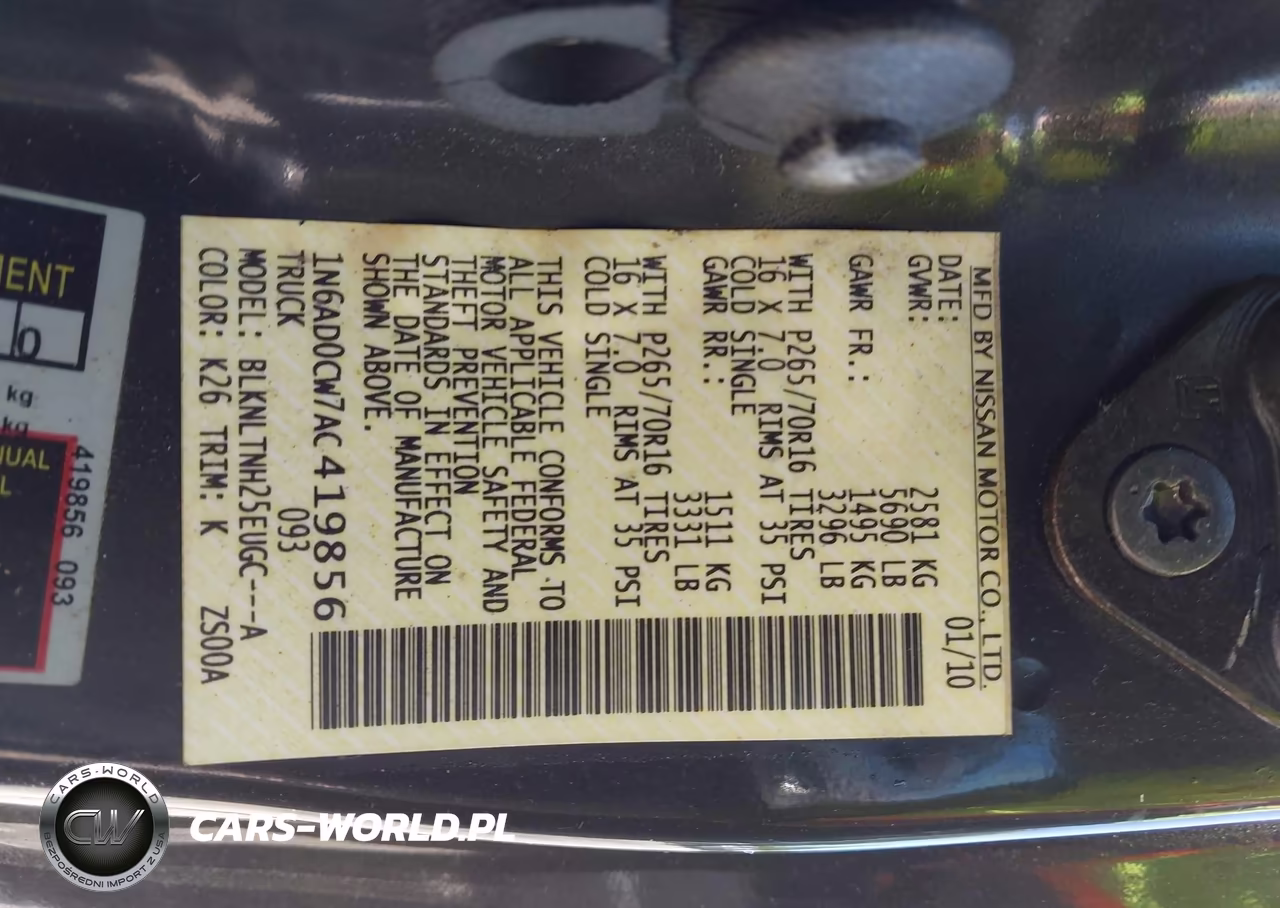 2010 Nissan Frontier Se VIN:1N6AD0CW7AC419856 - 9