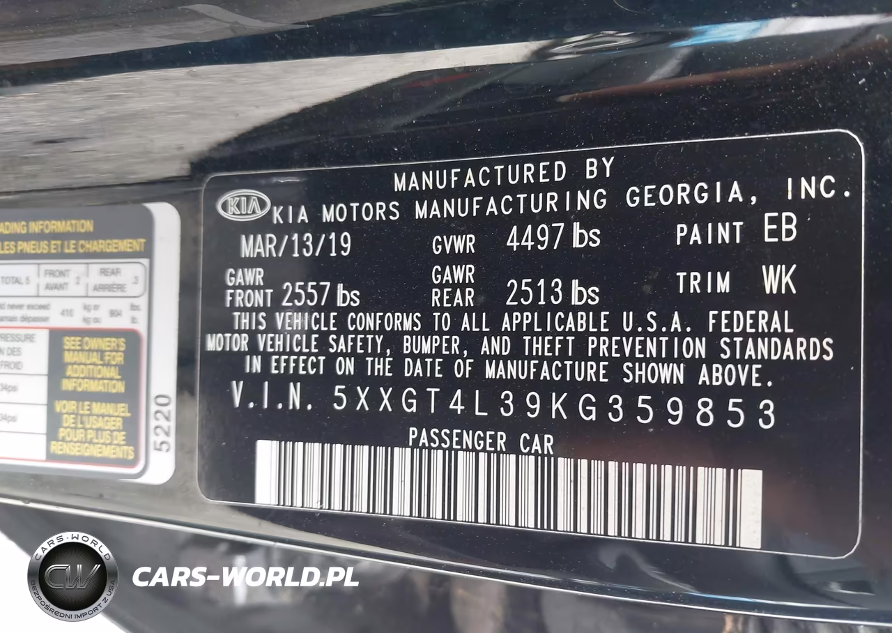 2019 Kia Optima Lx VIN:5XXGT4L39KG359853 - 9