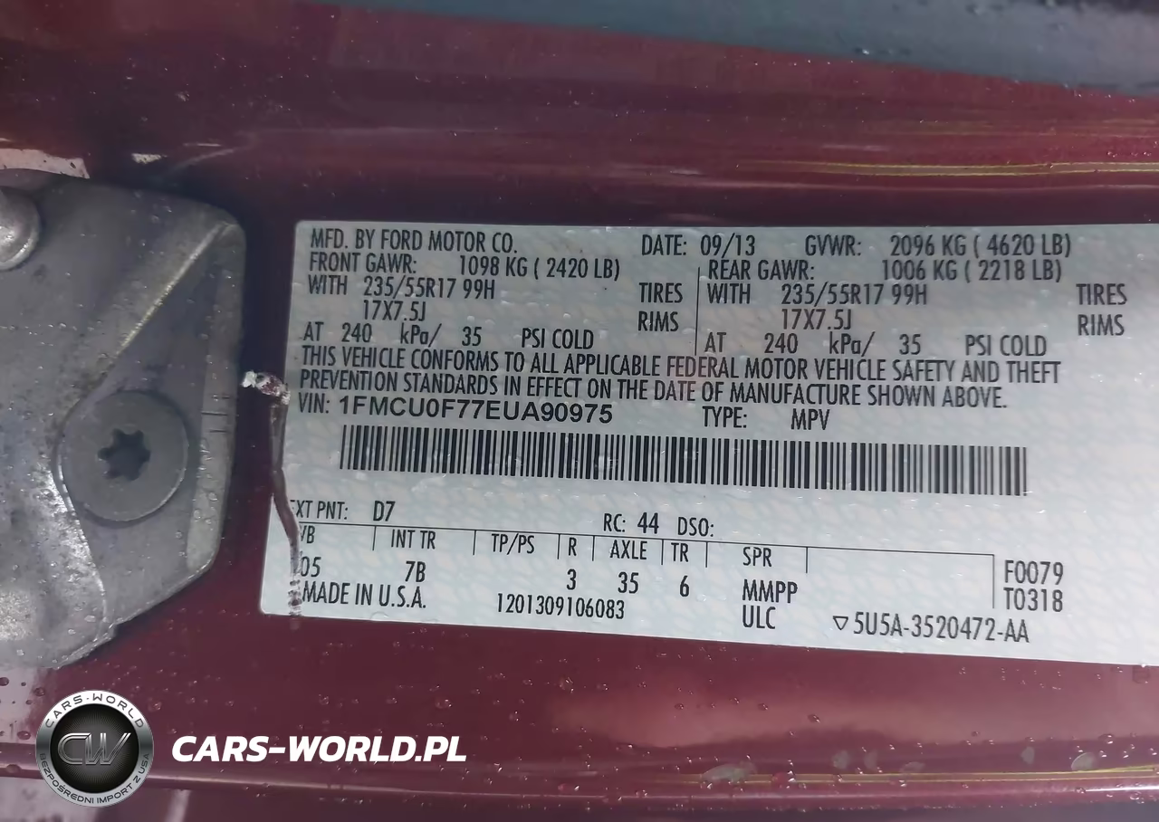 2014 Ford Escape S VIN:1FMCU0F77EUA90975 - 9