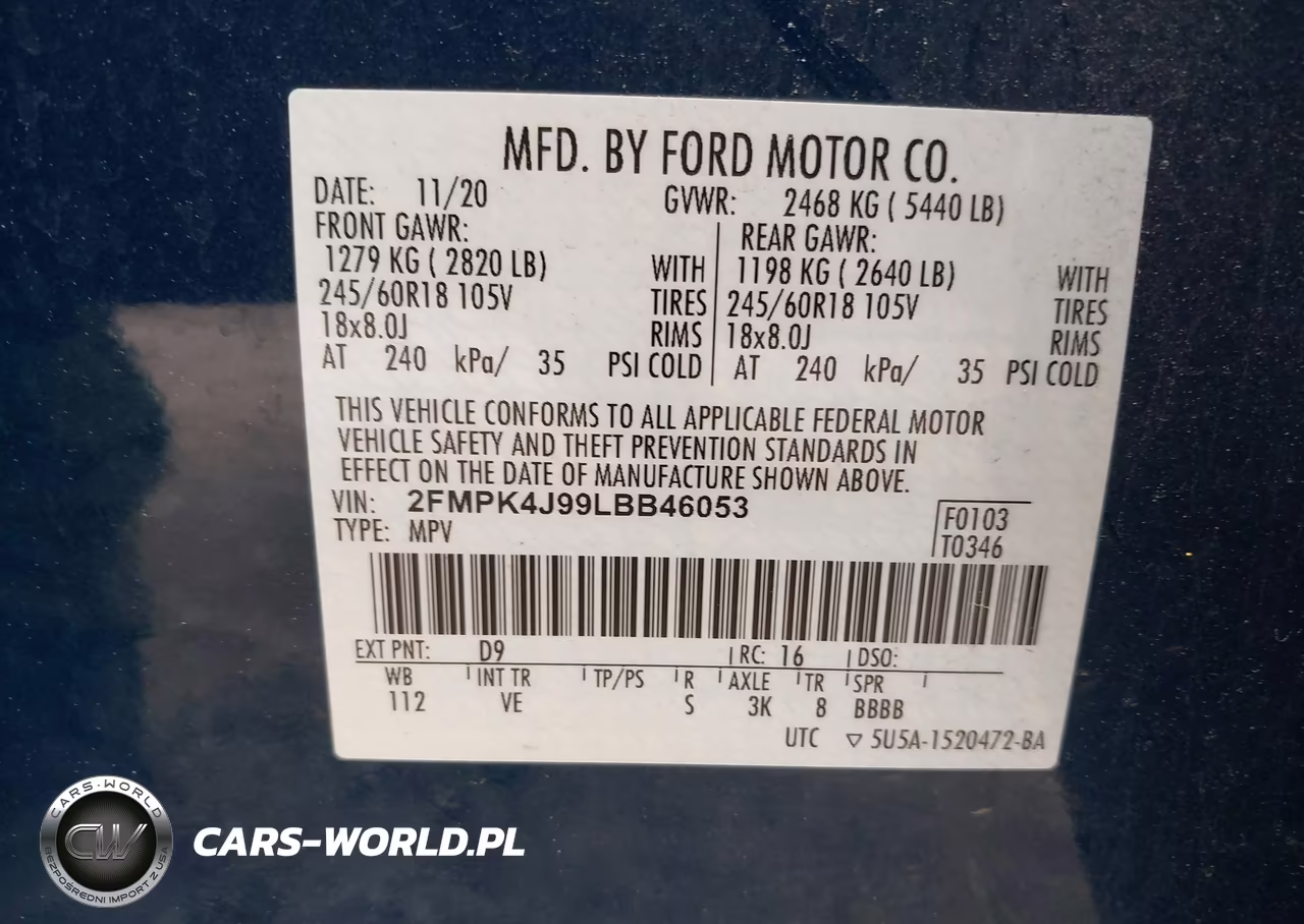 2020 Ford Edge Sel VIN:2FMPK4J99LBB46053 - 9