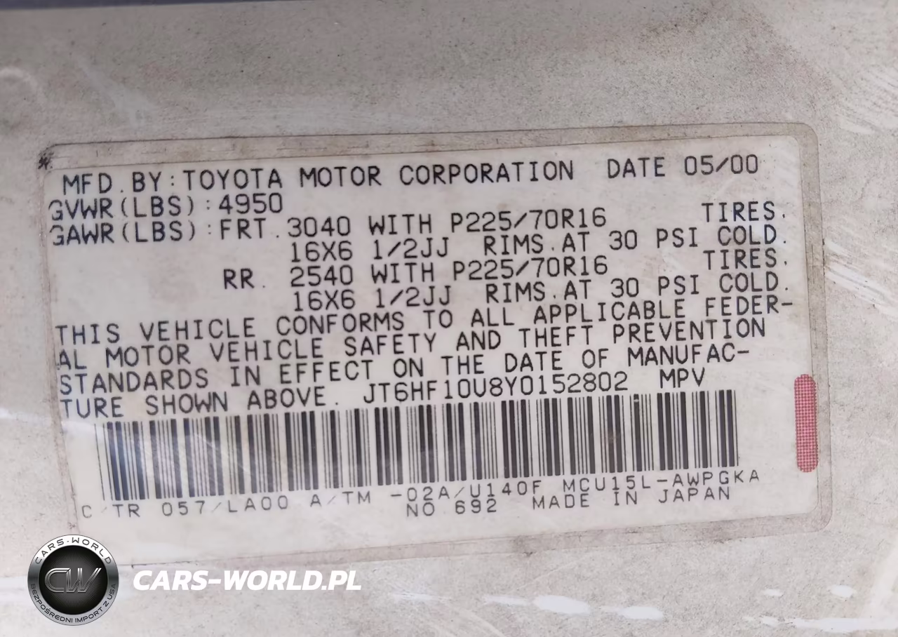2000 Lexus Rx 300 VIN:JT6HF10U8Y0152802 - 9