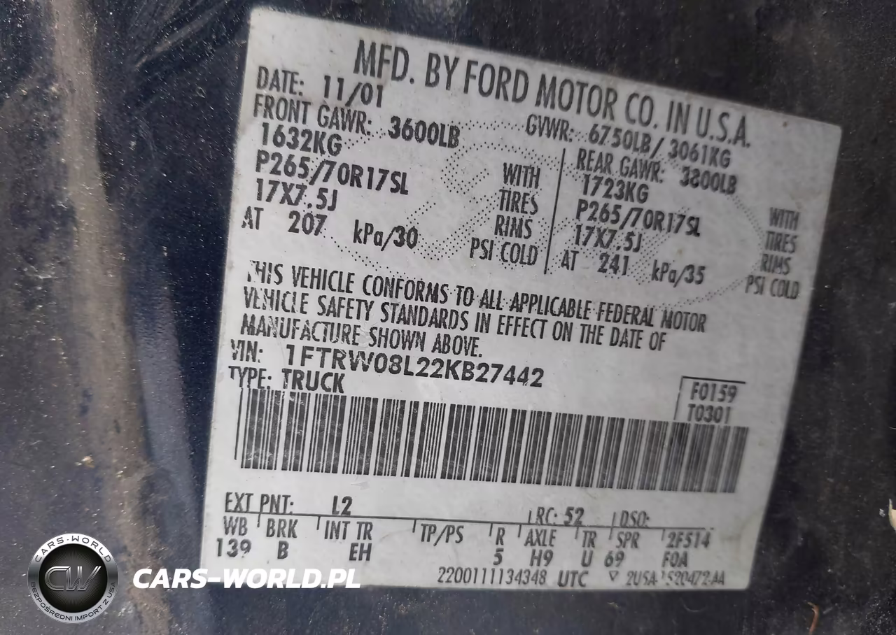 2002 Ford F-150 Lariat-Xlt VIN:1FTRW08L22KB27442 - 9